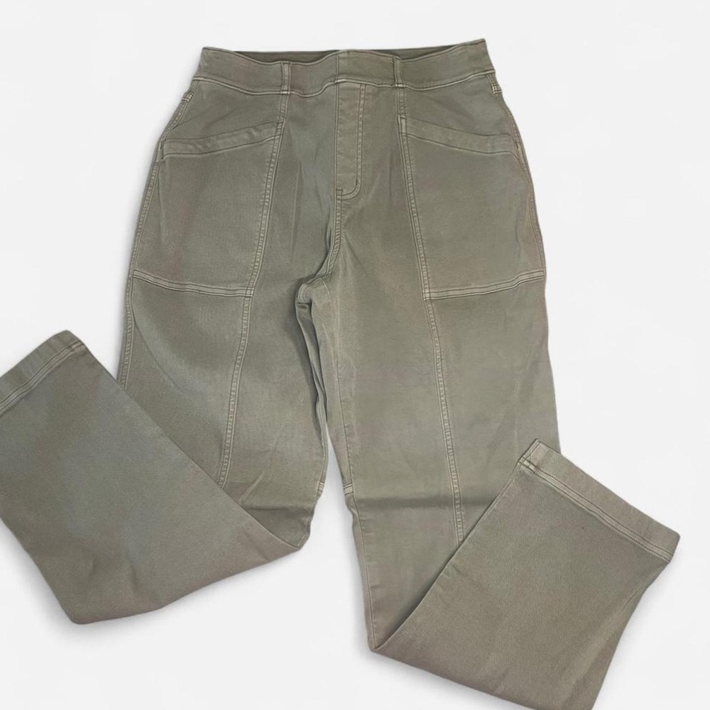 SPANX Stretch 20399R Twill Straight Leg Pants Olive Oil